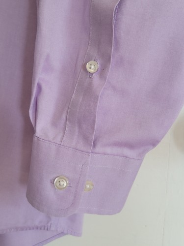 Lands End Men Long Sleeve Button Down Shirt 17 33 100% Cotton Purple Lavender - Picture 4 of 10