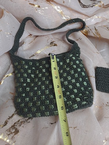 BORSA A MANO CROFT & BARROW ALL'UNCINETTO verde con portamonete borsa a tracolla - Foto 8 di 10