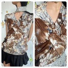 90s Y2K Abstract Art Print Twist Front Top Fairy Grunge Whimsy Goth Stretch - M