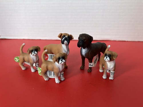 Schleich 16389 Boxer Male, 16390 Boxer Female, 16391 Boxer Puppy  X3 Retired
