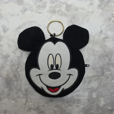 Mickey Mouse Unlimited Black Fabric Coin purse Key Ring Bag Zipper Pouch - Image 1 of 4
