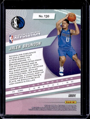 2018-19 Panini Revolution Jalen Brunson RC Groove Rookie #130 Mavericks - Foto 2 di 2