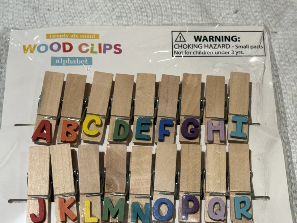 Target ALPHABET WOOD CLIPS 26-ct A to Z 1.75” Clothespins w/COLOREF .5” Letters - Image 4 of 4