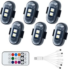 6PCS Wireless LED Lights for Car with Remote Control, High Brightness Black