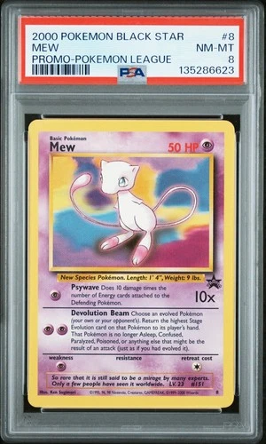 2000 POKEMON MEW #8 POKEMON LEAGUE BLACK STAR PROMO PSA 8 C