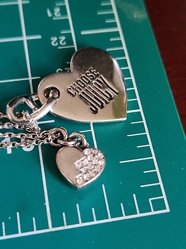 Juicy Couture Choose Juicy Heart Charms Rhinestone Pendant Necklace - Picture 9 of 9