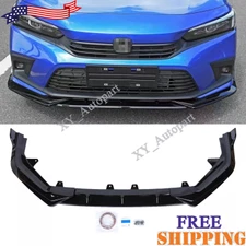 FOR 2022-2024 HONDA CIVIC 11TH FRONT BUMPER LIP SPOILER SPLITTER GLOSS BLACK