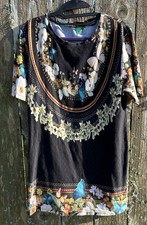 Farm Rio Floral Butterfly Print Mini Dress Size P Colorful Tropical Black