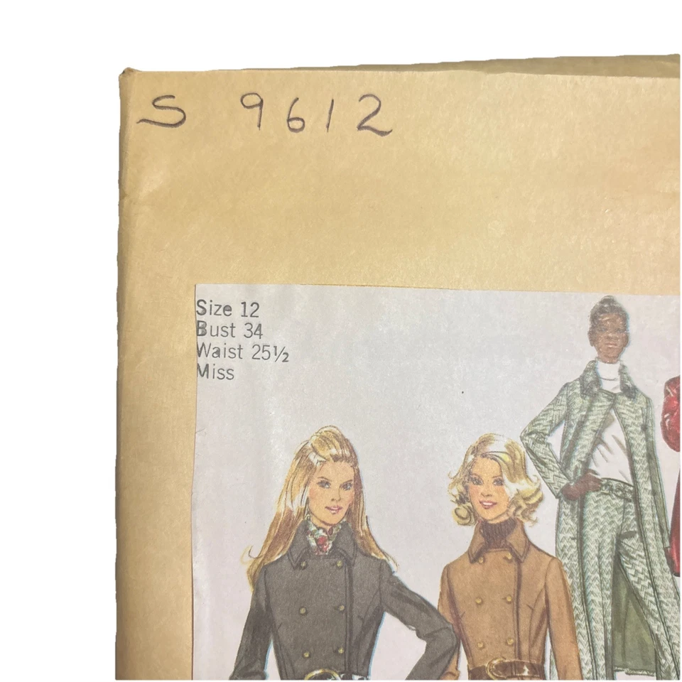 Coat Trench Duster ONLY NO Pants 12 Simplicity 9612 Sewing Pattern VTG 70's Cut - Image 2 of 4