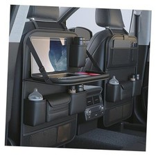 2 Pack Leather Car Backseat Organizer with Foldable Table Tray, Car Storage