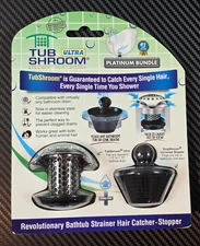 Tubshroom Ultra Revolutionary Bath Tub Drain Protector Hair Stainless  - Black