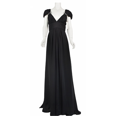 LORENA SARBU Black Chiffon Formal Gown with Cap Sleeves V-Neck & Back SZ 0/2 XS | eBay LORENA SARBU Black Chiffon Formal Gown with Cap Sleeves V-Neck & Back SZ 0/2 XS | eBay