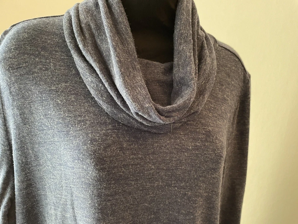 Suéter túnica Lisa Rinna Collection para mujer cuello capucha azul marino jaspeado suave talla L Foto 2 de 4