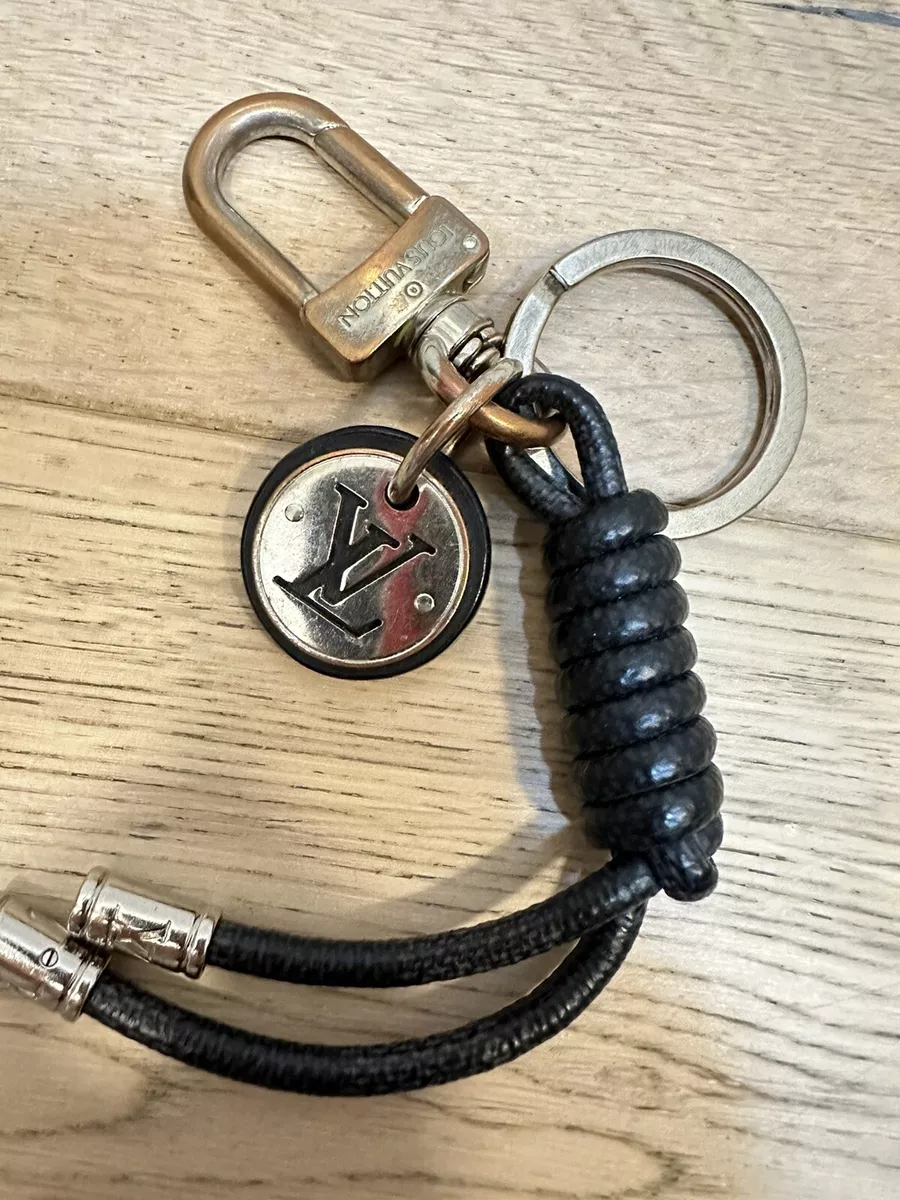 LOUIS VUITTON Leather Rope Key Holder Graphite Damier Canvas