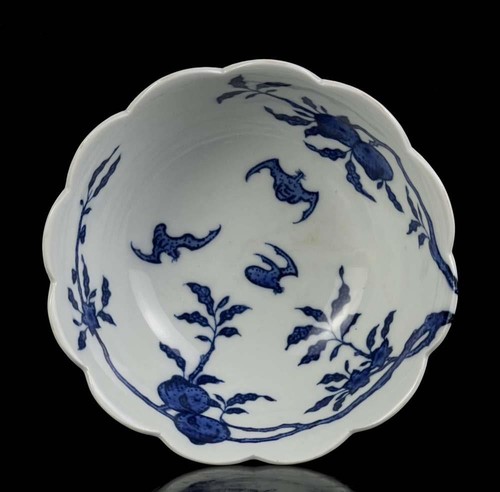 ANTIGUO CUENCO DE PORCELANA CHINO AZUL Y BLANCO MARCADO QIANLONG (WX498) - Imagen 3 de 9