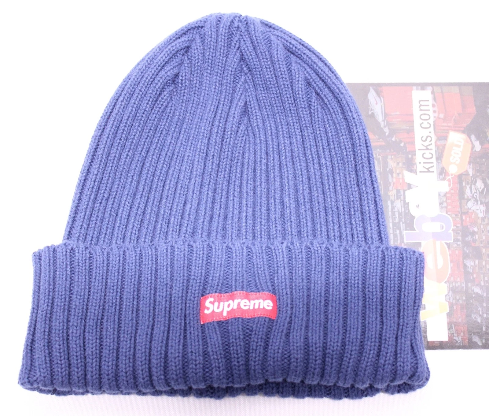 Bonnet Supreme New York Heather Loose Gauge Box Logo bleu marine rouge FW17 neuf