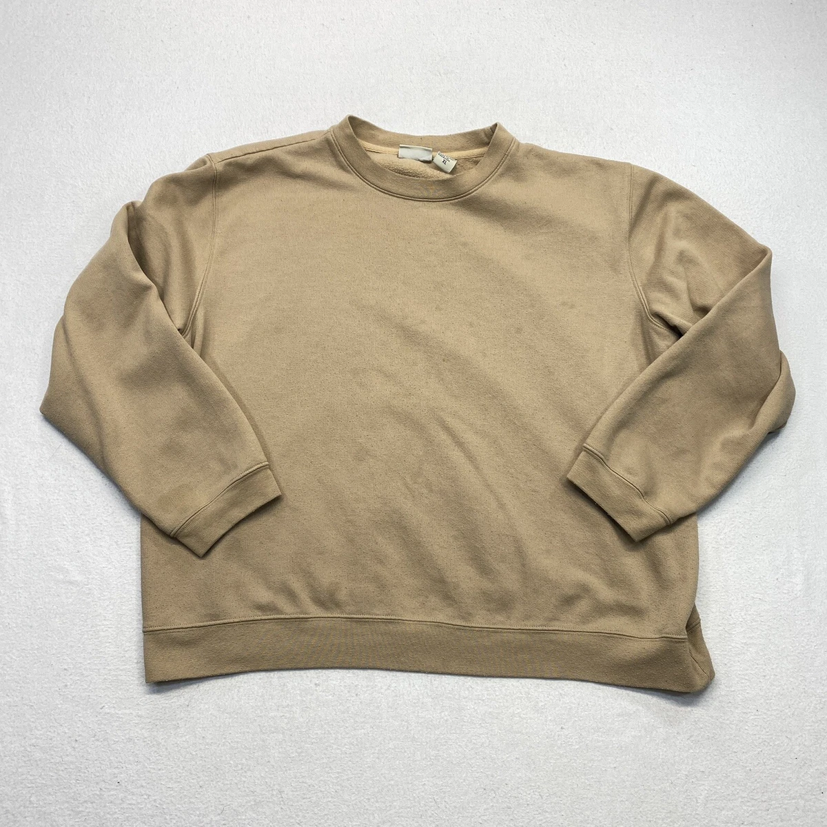 Classic Elements Crewneck Sweatshirt Womens XL Beige Distressed Long Sleeve  90s