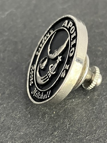 Apollo 14 Lunar Exploration Silver Plated Lapel Pin Black Fill NASA NOS - Picture 2 of 3