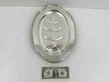 Vintage Oval Sheffield Silver Co EPNS Silver Plate Footed Meat Serving Platter