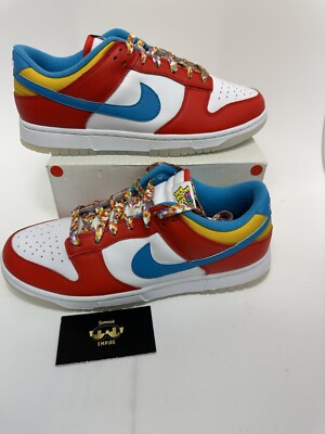 Nike Dunk Low ''FRUITY PEBBLES'' Men's Size 9.5 2022 Red White DH8009-600 No Lid