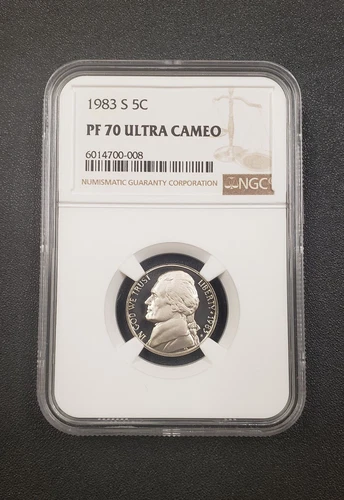 1983-S PF 70 ULTRA CAMEO JEFFERSON NICKEL PROOF NGC, TOP-POP HIGHEST-GRADES, 5c