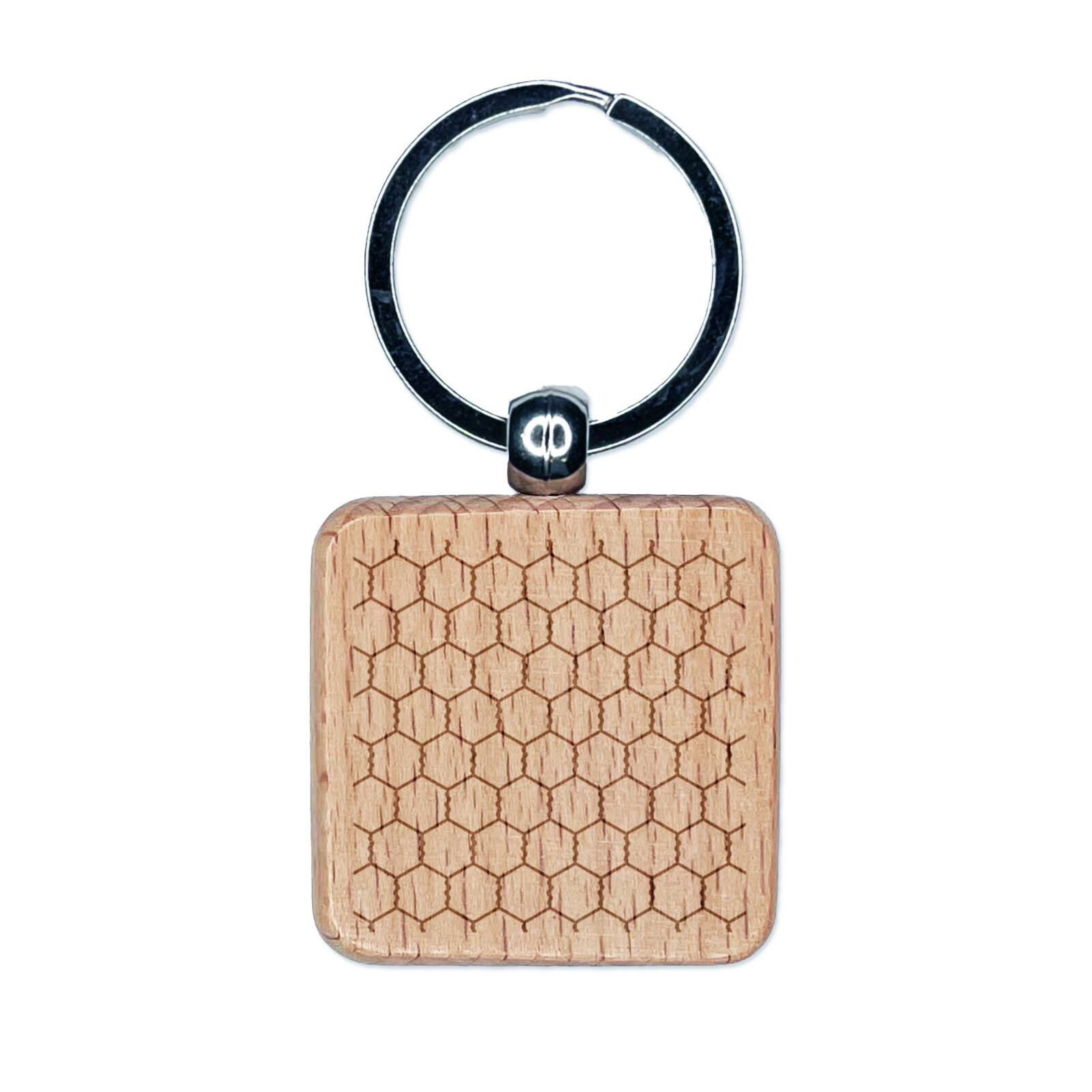 Chicken Wire Engraved Wood Square Keychain Tag Charm