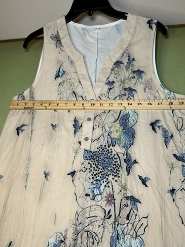 Preowned Unbranded Sleeveless Beige Floral print Maxi Dress Size Large EUC - Picture 13 of 15