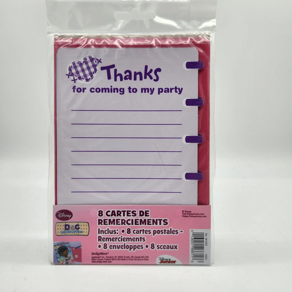 4 pacotes de cartões de agradecimento festa de aniversário Disney Jr Doc McStuffins 32 no total - Imagem 3 de 3