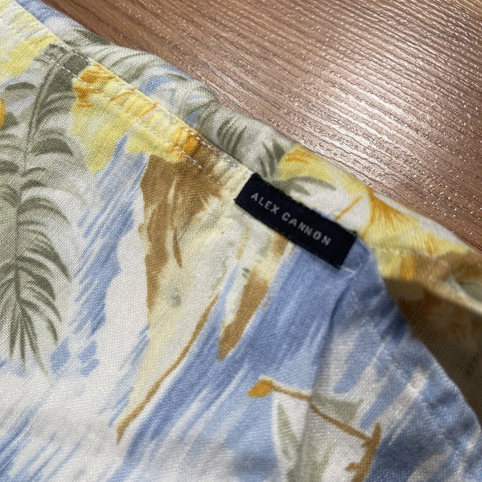 Alex Cannon Shirt Mens XL Extra Large Linen Rayon Hawaiian ButtonUp Short Sleeve - Image 3 of 4
