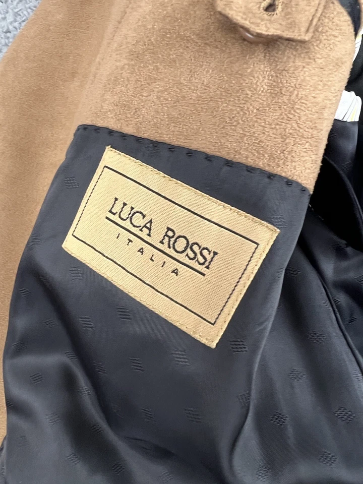 Blazer Luca Rossi Italia para Hombres 44R Abrigo Deportivo Chaqueta Imitación Gamuza Marrón Claro Tostado Foto 4 de 4