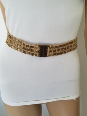 Light Tan and Gold Sequin Elastic Belt from Ann Taylor Loft