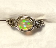 Wonderful Ethiopian Opal Ring 925 Sterling Silver Size 7.75