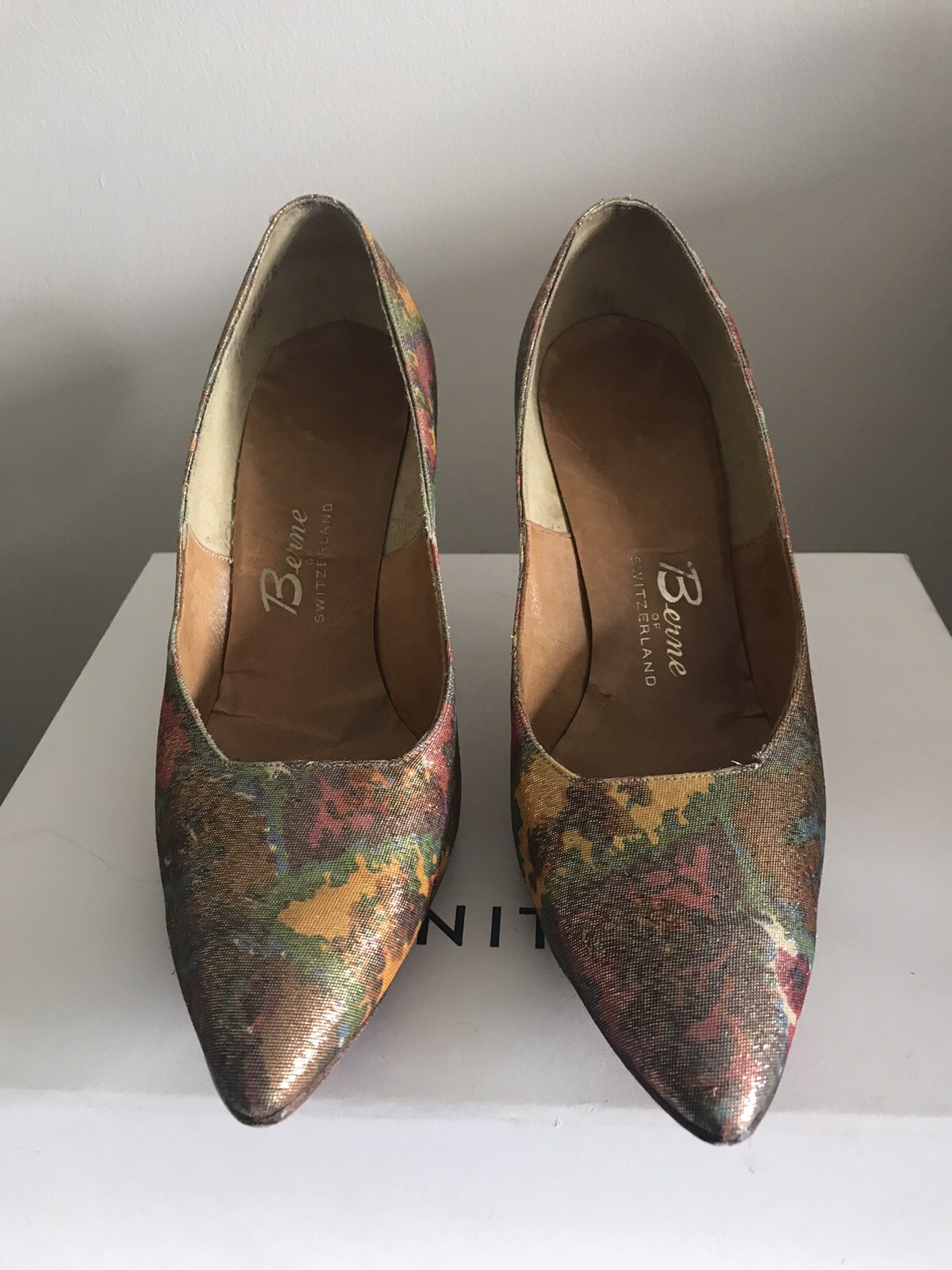 Rare Vintage 1950 Brocade Pumps Orange Green Gold Yellow Pink Heels eBay