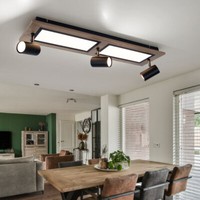Deckenleuchte Deckenlampe Wohnzimmerleuchte Led Holzlampe Spots Beweglich L 80Cm