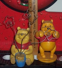 WINNIE THE POOH 3 PHOTO CLIP HOLDER AND PLASTIC POOH FIGURINE