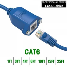 1-25FT CAT6 RJ45 Male to Female Network LAN Ethernet Panel Mount Extension Cable