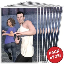 25 Paper Shooting Targets Range Gun Pistol Rifle 3D Shooter W/Hit Zone 23x35