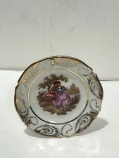 F.M LIMOGES MINI Gold Plated, Hand Accents With Stand Museum Quality 1930 Couple