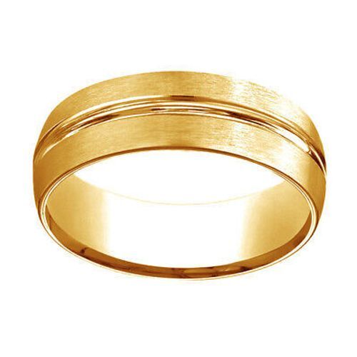 18k Yellow Gold 7mm Comfort Fit SatFinish Men's Wedding Band Ring Sz 8
