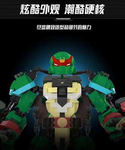 Wangao Red Mecha Ninja Turtle Raffaello Set Blocco Costruzioni Mutant Movie BricksToy - Foto 15 di 25
