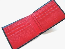 Giorgio Armani Men's Bi-Fold leather wallet...Cervo...Black and Red...Trendy