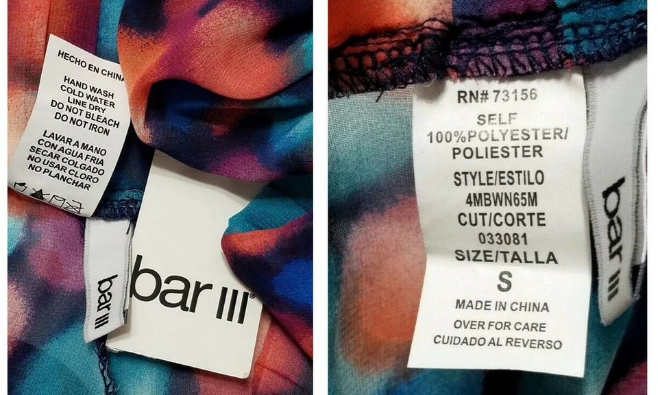 Pantalones de natación BAR III multicolor a lunares pierna ancha de gasa transparente (S) nuevos con etiquetas Foto 4 de 4