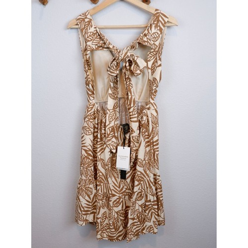 NEW House of Harlow 1960 Womens Linen Blend Neutral Tropical Leaf Print Dress, s - 第 8/11 張圖片