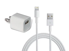 For Apple Lightning to USB Cable & USB-A Wall Charger Plug 5V, iPhone iPad iPod