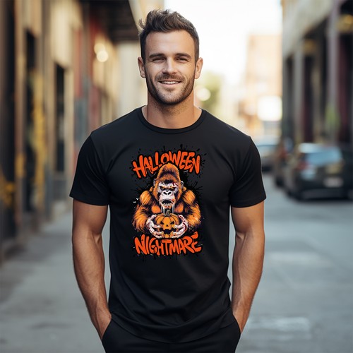 Halloween_242 Gorilla Pumpkin t-shirt - Spooky and Ape-solutely Hilarious! Unise - Picture 9 of 46
