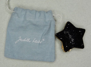 Judith Leiber Star Black Crystal Pill Box Vintage