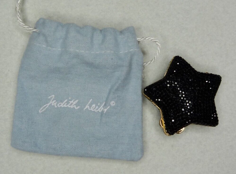 Judith Leiber Star Black Crystal Pill Box Vintage