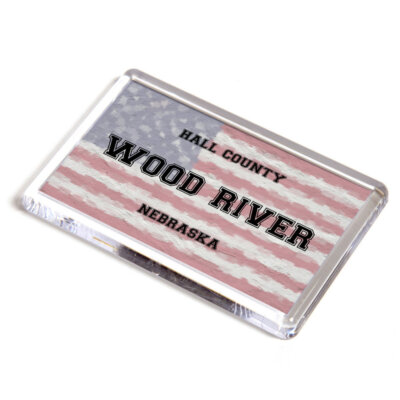 KÜHLSCHRANKMAGNET - Wood River - Hall, Nebraska - USA Flagge