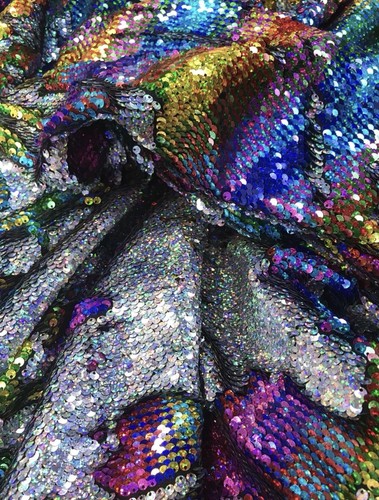Multi Color/ Silver Switching Sequins On A 2 Way Stretch - Picture 10 of 10