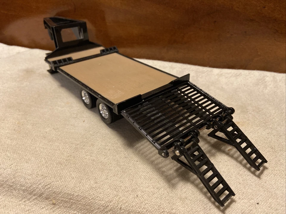 Tomy/Ertl Toys 11” Plastic Skid Steer Flatbed Gooseneck Trailer W/Ramps - Image 2 of 4